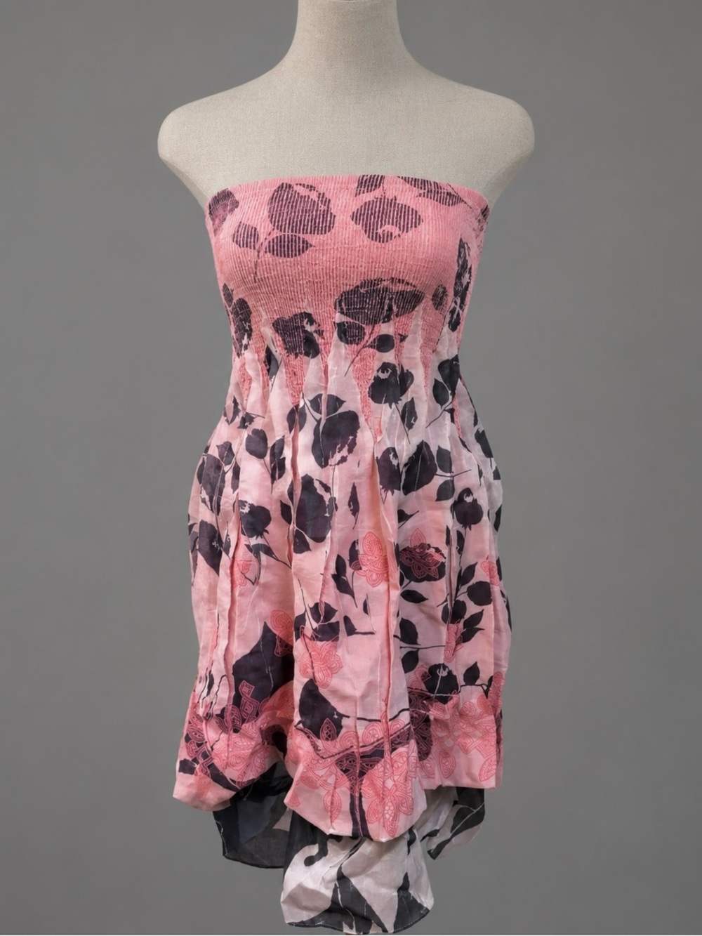 Floral Strapless Convertible Mini Dress Skirt S M